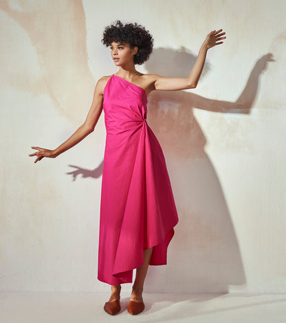Pink Maxi Dress Dresses Endless Summer, Natural, Pink, Poplin, Regular Fit, Solids Khara Kapas Kamakhyaa