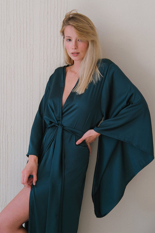 Kimono Sleeves Long Robe by Angie's Showroom with Womenswear at Kamakhyaa for sustainable fashion