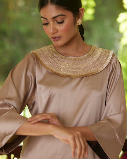 Kurta Set - Taupe/Gold by Mayura Kumar with Kurta Sets, Timeless Elegance at Kamakhyaa for sustainable fashion