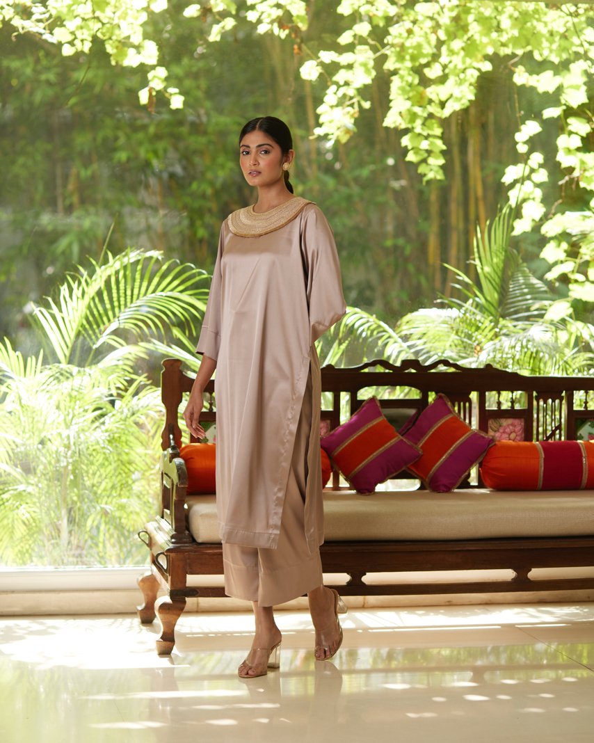 Kurta Set - Taupe/Gold by Mayura Kumar with Kurta Sets, Timeless Elegance at Kamakhyaa for sustainable fashion