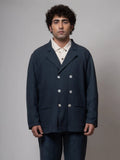 Charcoal Double Breasted Cotton Jacket by Lafaani with Casual Wear, Cotton, For Him, Grey, Jackets, Mens Overlay, Menswear, Natural, Regular Fit, Solids, The Way You Look by Lafaani at Kamakhyaa for sustainable fashion