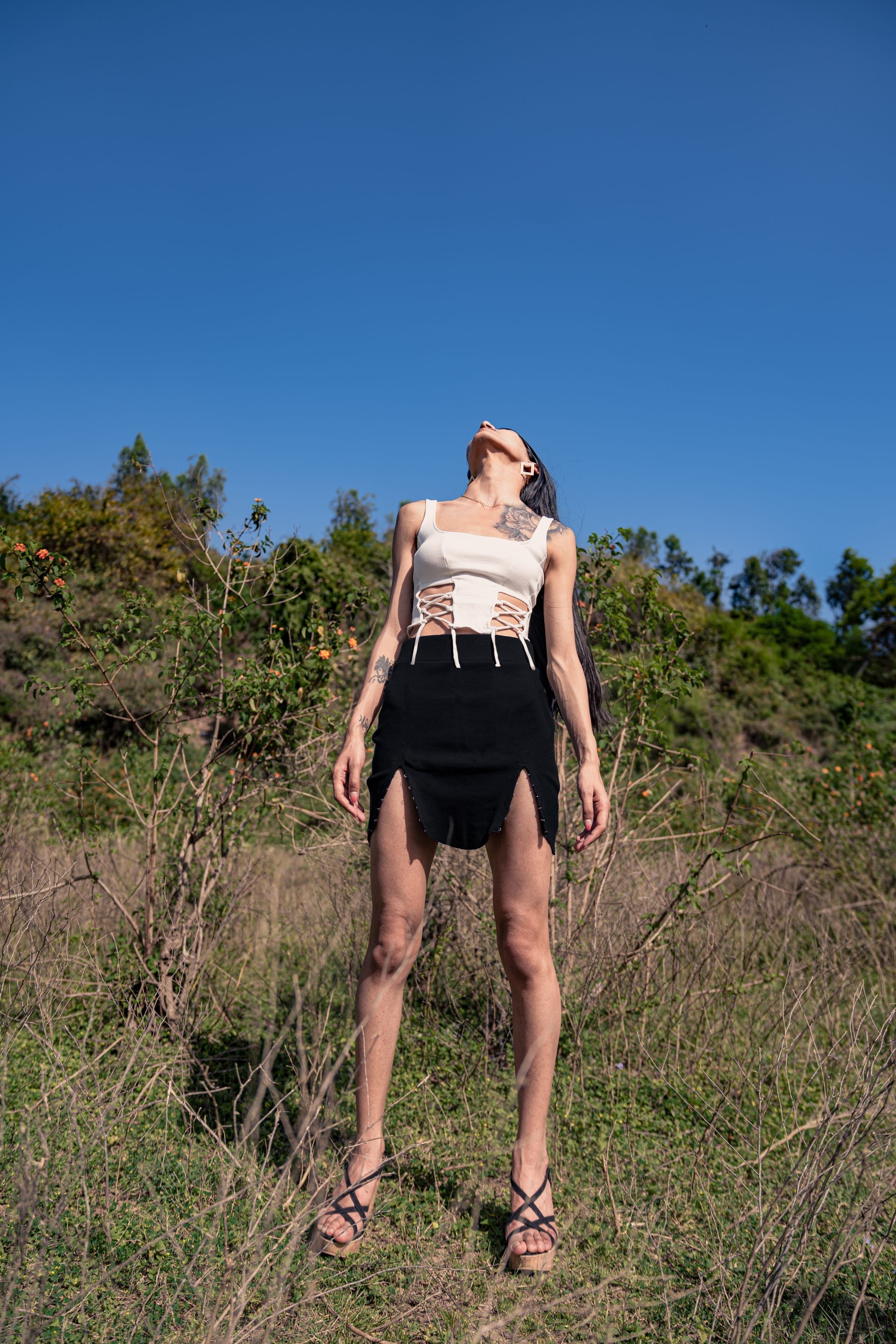 Black Skirt by Meko Studio with Black, Cotton, Deadstock Fabrics, Evening Wear, For Birthday, July Sale, July Sale 2023, Lycra, Mini Skirts, Skirts, Slim Fit, Solids, Verao by Meko Studio, Verao SS-22/23, Womenswear at Kamakhyaa for sustainable fashion