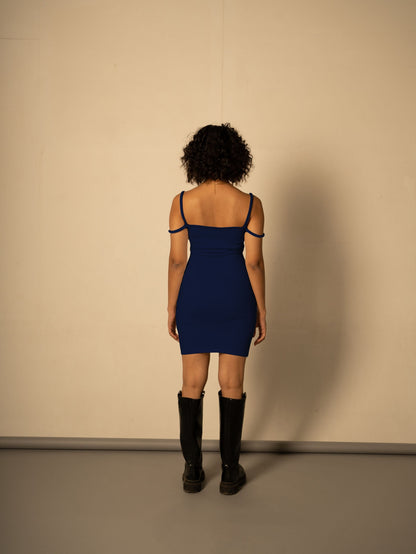 Royal Blue Cotton Mini Dress by Meko Studio with Blue, Cotton, Evening Wear, July Sale, July Sale 2023, Mini Dresses, Natural, Sleeveless Dresses, Slim Fit, Solid Selfmade, Solids, Strap Dresses, Tranquil AW-22/23, Tranquil by Meko Studio, Womenswear at Kamakhyaa for sustainable fashion