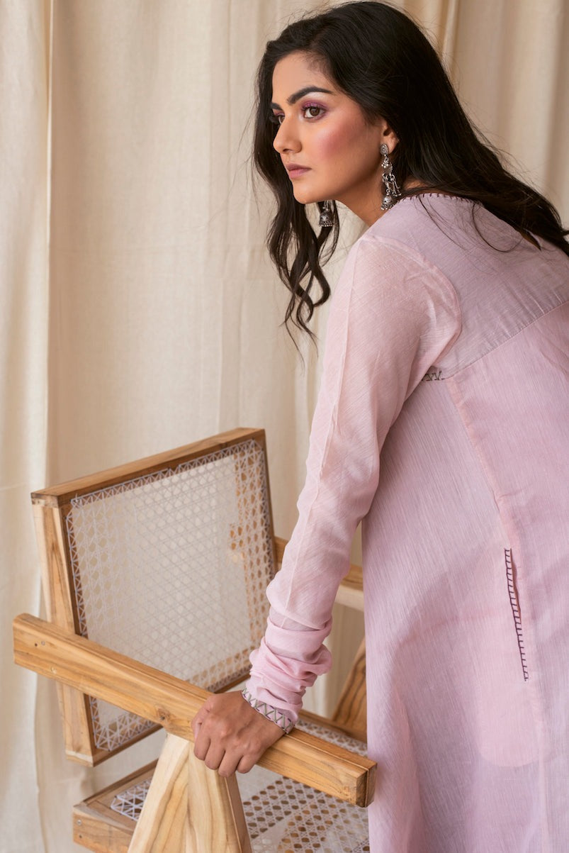 Plum Bias Cut Dress by Taro with Best Selling, Evening Wear, July Sale, July Sale 2023, Midi Dresses, Natural, Purple, Relaxed Fit, Rozana by Taro, Silk Chanderi, Solids, Womenswear at Kamakhyaa for sustainable fashion